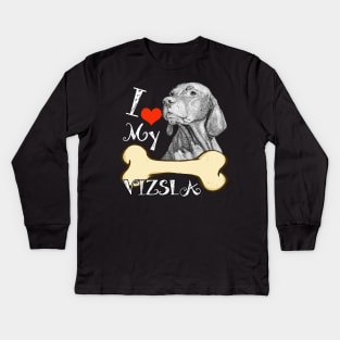 Vizsla T-Shirt - I Love My Vizsla Kids Long Sleeve T-Shirt